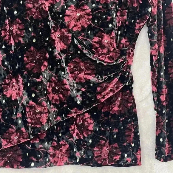Jones New‎ York Velvet Women XL WhimsiGoth Faux Wrap Floral Beaded Witchy Blouse - Picture 4 of 12